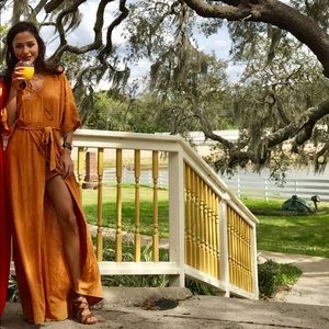 American Threads long orange dress